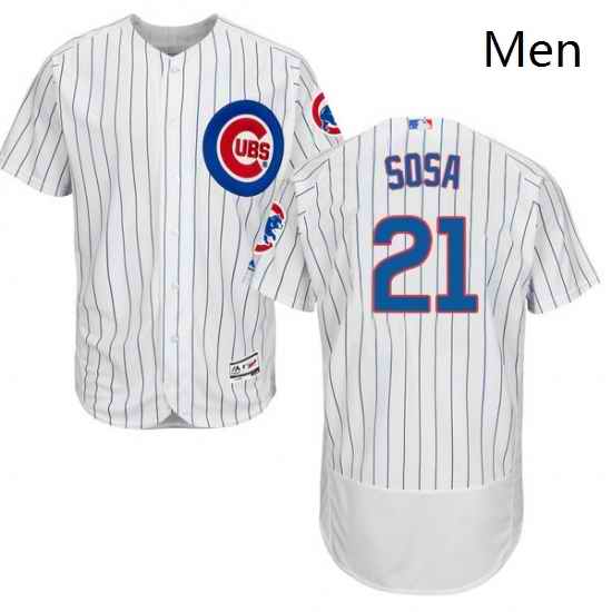 Mens Majestic Chicago Cubs 21 Sammy Sosa White Home Flex Base Authentic Collection MLB Jersey